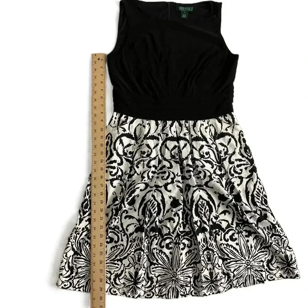 Lauren By Ralph Lauren Black And White Sleeveless Dress Size 12‎ - Picture 4 of 6
